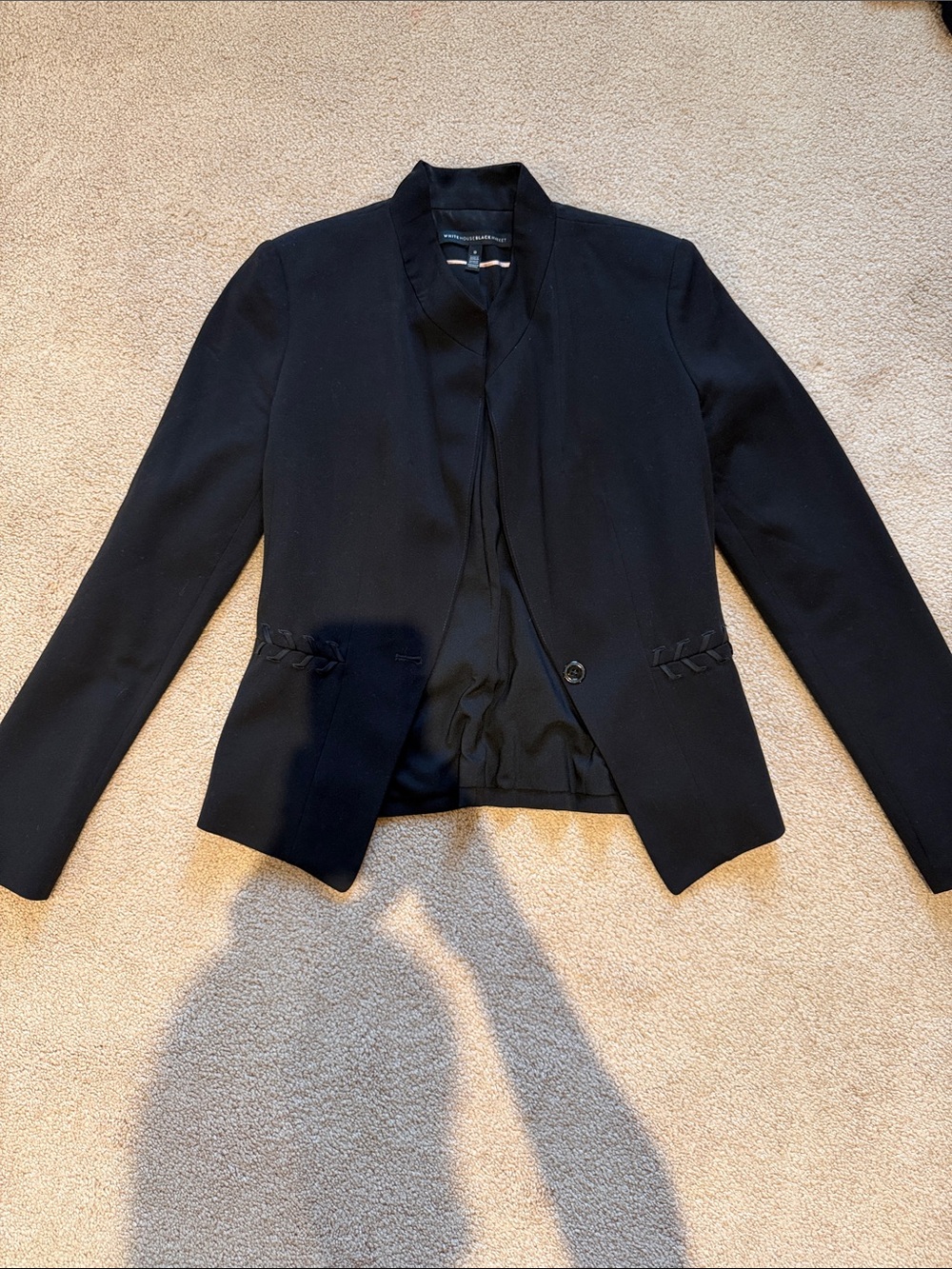 White House Black Market Black Collarless Tailored Blazer